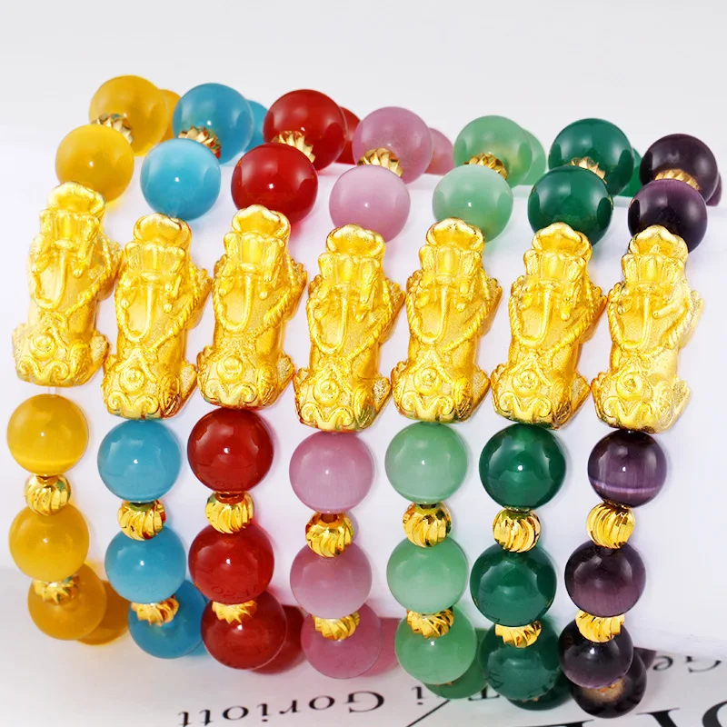 

2020 NEW Stone Beads Bracelet Jewellery Men Women Chinese Feng Shui Pi Xiu Obsidian Wristband Gold Wealth Good Luck Bracelets