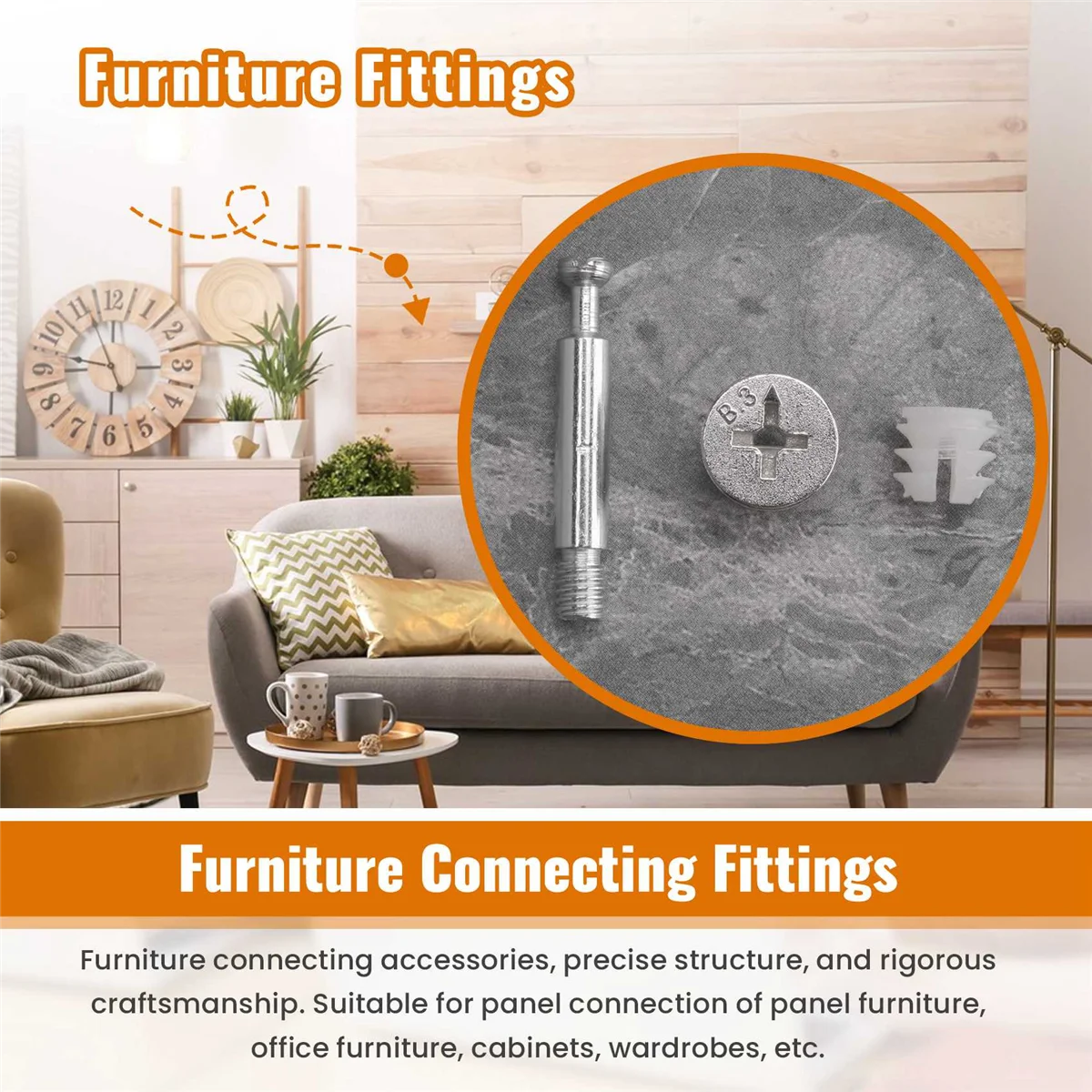 Кулачковый фитинг для мебели с дюбелем и предварительно вставленной гайкой