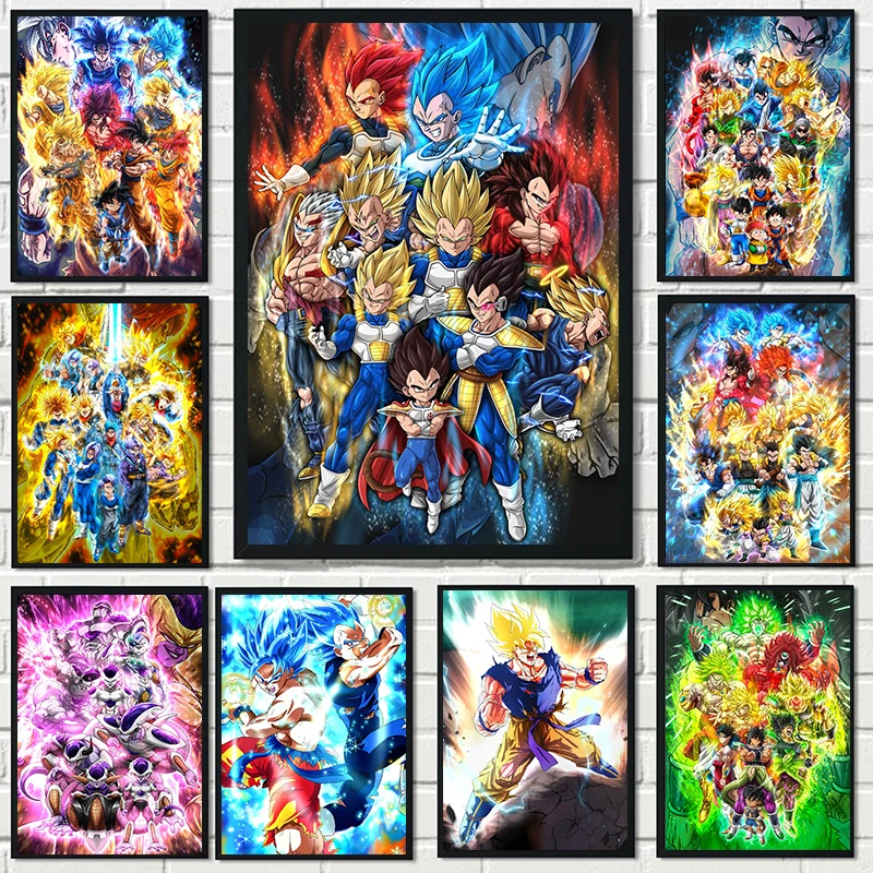 

Anime Dragon Ball Canvas Painting Goku and Wulong Turtle Fairy Kobayashi Character Poster Living Room Bedroom HD Mural Unframed