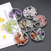 3pcs natural stone pendant reiki tree of life natural agates pendant charms for wimen diy jewelry making necklace 30x35mm