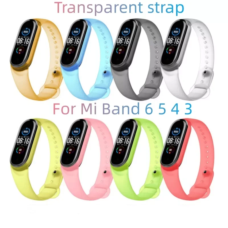 

Transparent Strap for Mi Band 6 5 4 3 Breathable Silicone Replacement Wrist Straps for Mi Band 6 5 4 3 Wristband Strap Xiaomi SU