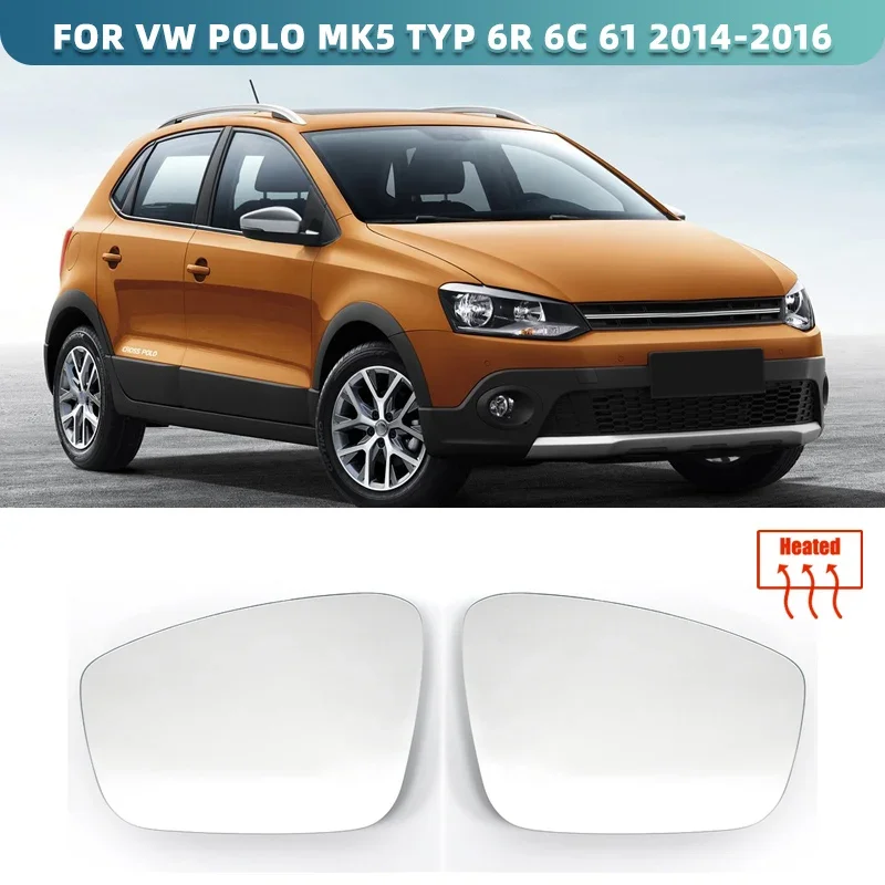 Стекло для бокового зеркала заднего вида Volkswagen Polo Mk5 Typ 6R 6C 61 2010-2013 левое и правое с