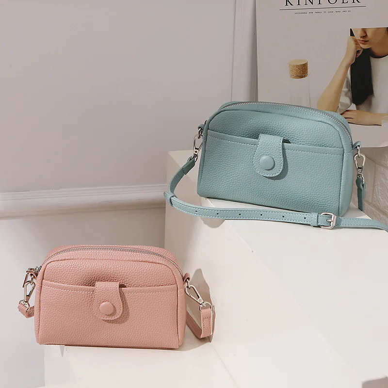 2023 Simple Small Square Bag Fashion Shoulder Messenger Bag Women's Solid Color PU Small Bag Female Purses Handbags