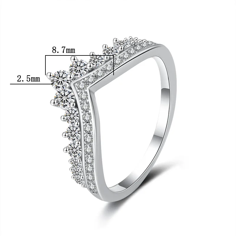 JECIRCON S925 стерлингового серебра полный муассанит кольцо принцесса Корона модные