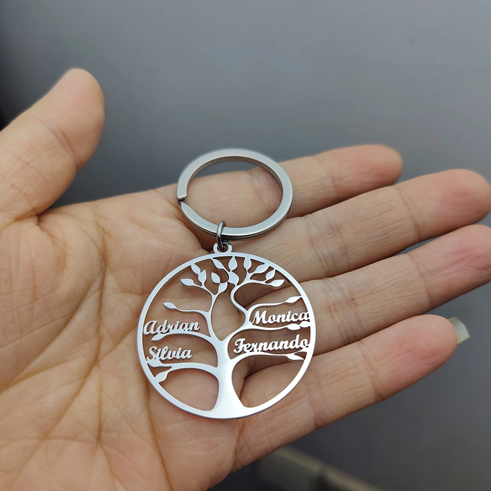 Personalized Tree Of Life Keychain Custom Name Keyring Llavero Arbol De La Vida Mothers Day Gift Llaveros Para Mujer Family images - 6