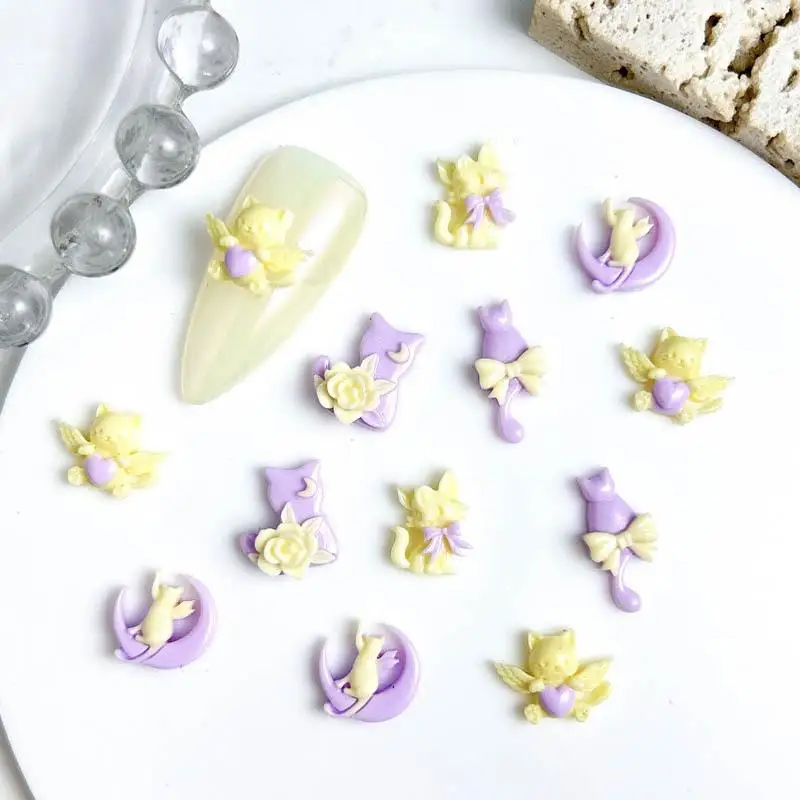 20 шт. подвески для ногтей в виде Луны и кошек