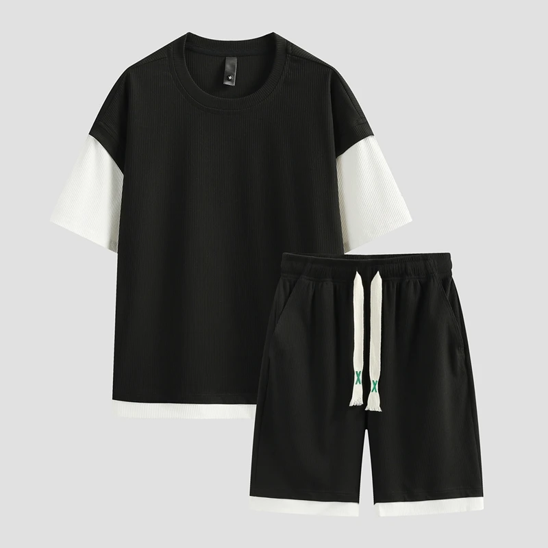 Ropa Men Clothing Mens Designer Clothes Summer Korea Fashion 2 Piece Sets Men Outfit Short Sleeve T-Shirts & Shorts 2023 Clothes