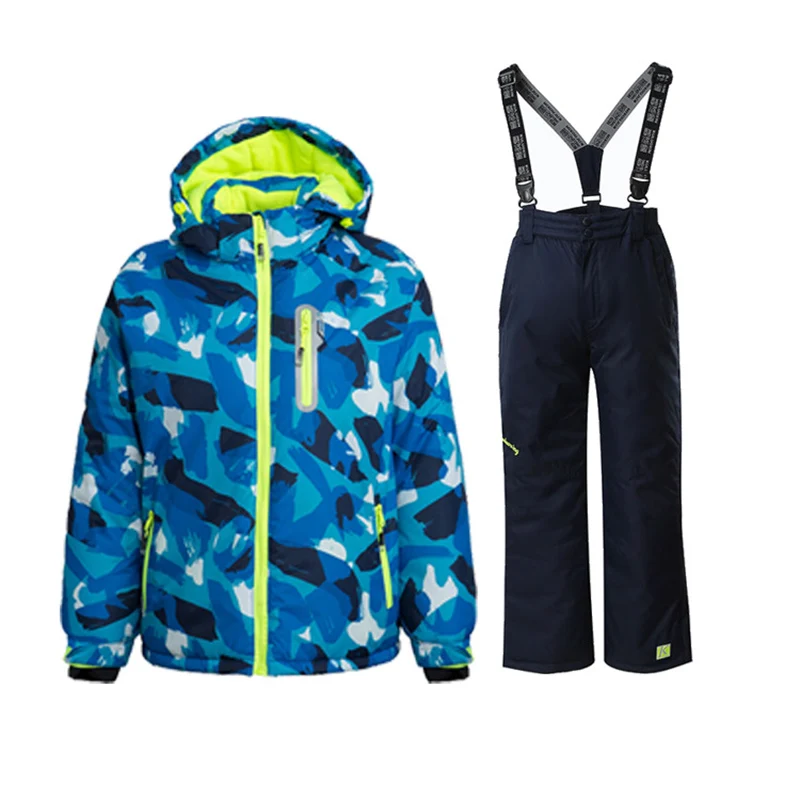 Детский Теплый Лыжный костюм для мальчиков и девочек -30 ℃ 4 5 6 7 8 9 10 11 12 13 14 15 лет