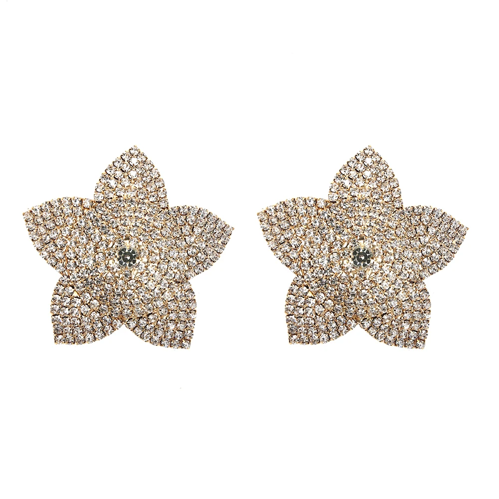 New 1 Pair Rhinestone Nipple Cover Sexy Women Reusable Petal Nipple Pasties Protector Self Adhesive Silicone Nipple Accessories