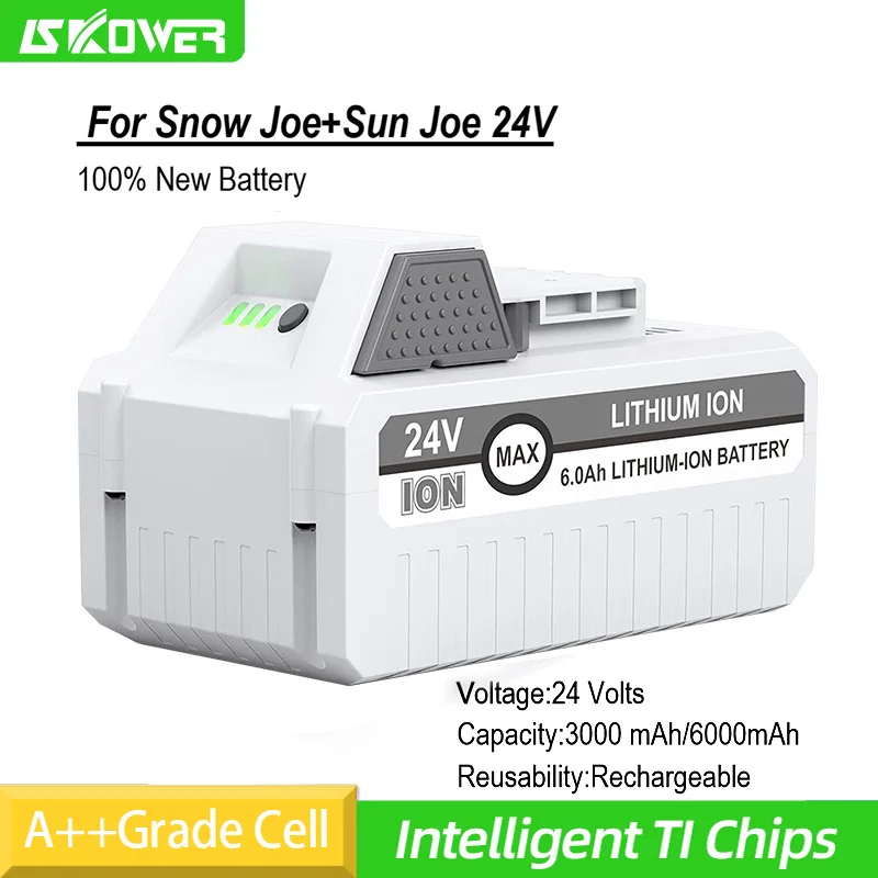 

24В 6000 мАч сменная батарея для серии литий-ионных аккумуляторов Snow Joe Sun Joe 24В 24BAT-LTX/LTW/LTE/LT/XR EcoSharp Pro