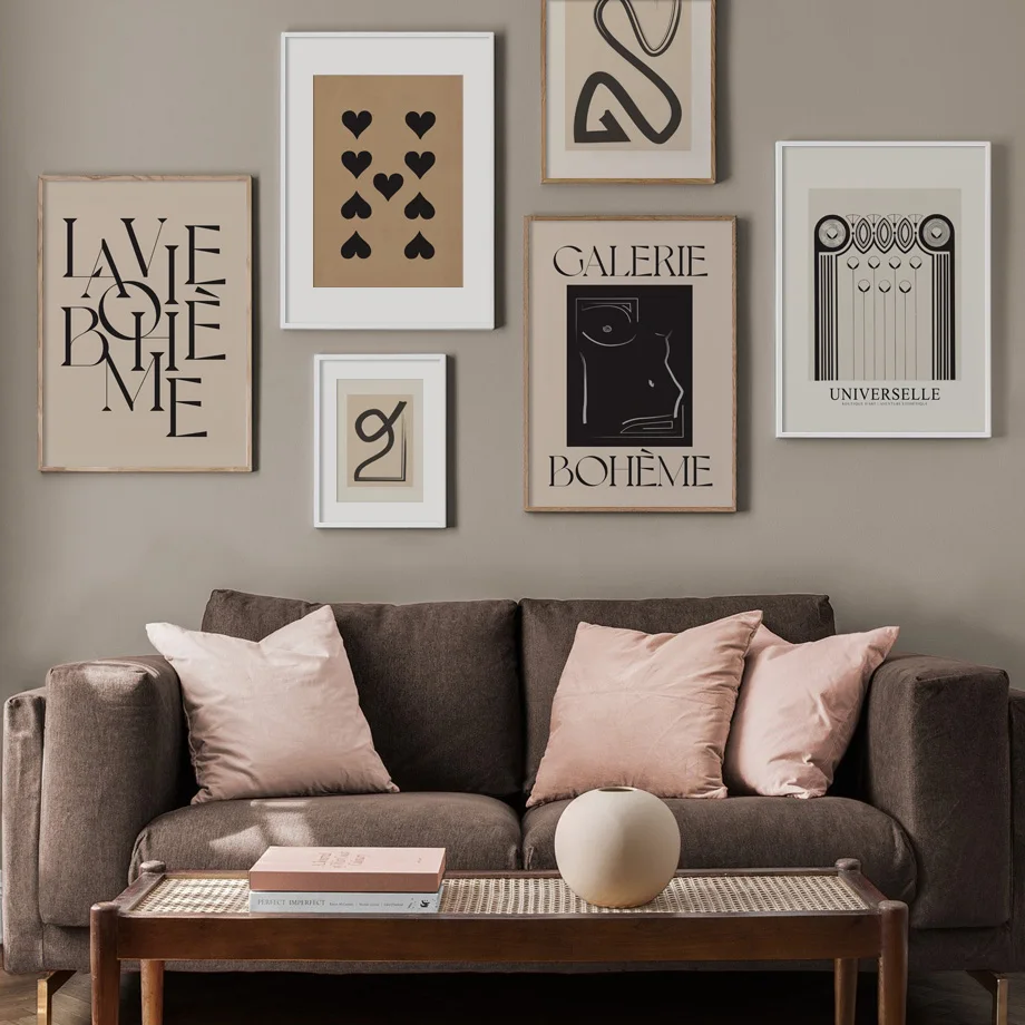 

Abstract Curve Line Heart Quotes Vintage Posters NordicAnd Prints Wall Art Paper Canvas Painting Decor Pictures For Living Room