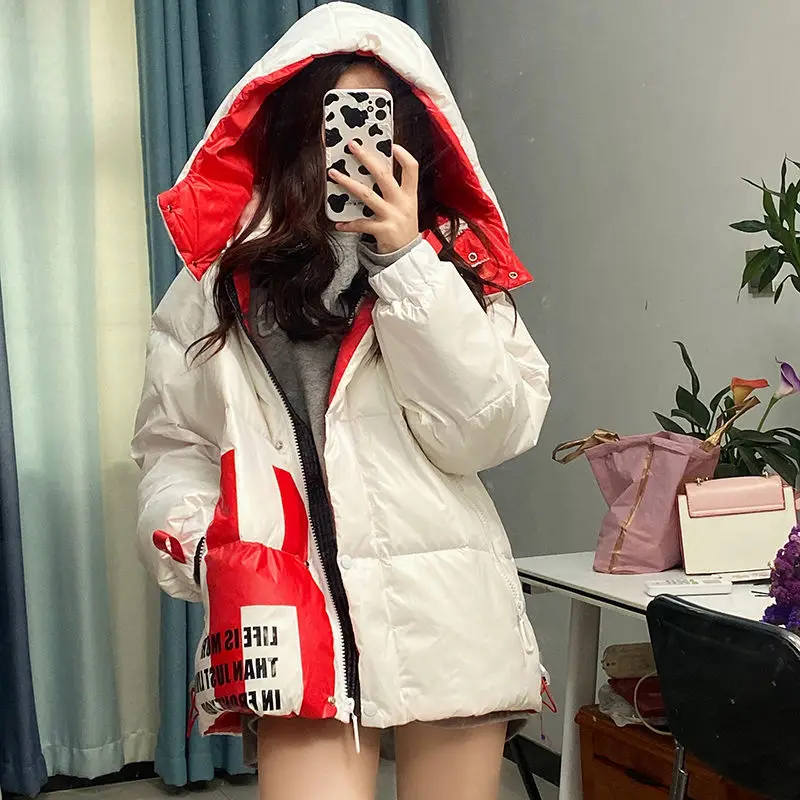 Women's Winter Coat Shiny Down Jacket Parka Cropped Jacket Warmth Free Shipping Fashion Loose Wholesale Streetwear Za New