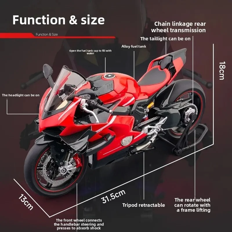 Фото Новая модель гоночного мотоцикла Ducati V4S из сплава, масштаб 1:7, 2026 год, декоративное украшение для дома, идеальный подарок для коллекционеров и мальчиков №3