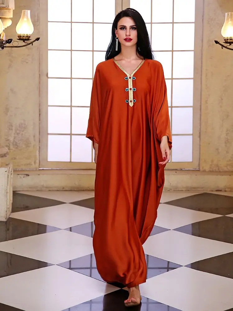 Robe Longue Djellaba Femme African Dresses For Women Kaftan Satin Abaya Dubai Turkey Islamic Muslim Maxi Dress Caftan Marocain