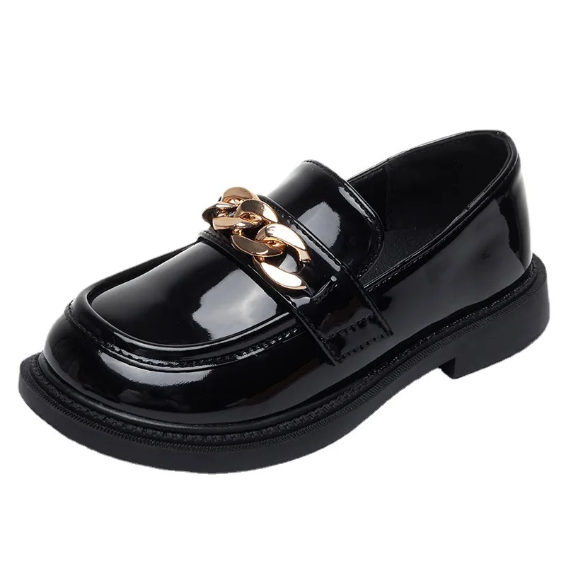 

Princess Girl Shoes 2022 New Spring and Autumn Soft Soles Children's Shoes Western Style Big Kids Beans Shoes with Chains