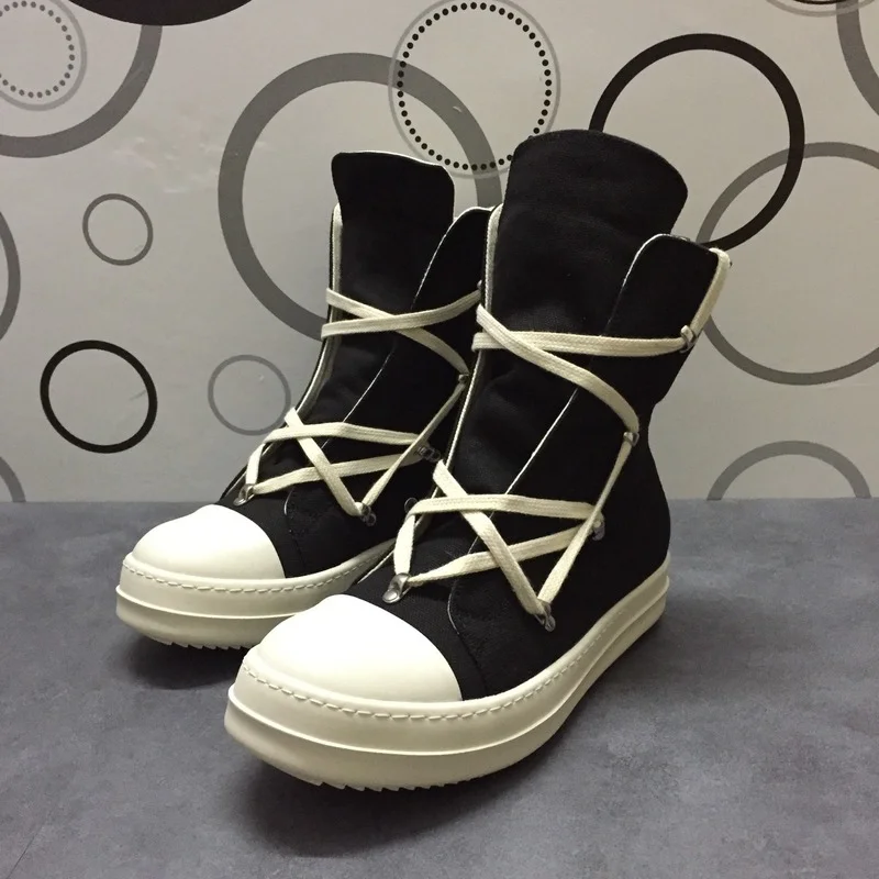 Rick Series Canvas High-top Pentagram Fashion Comfortable Men Women Couple Casual Shoes Trendy Shoes Rric Owees  Platform Heels