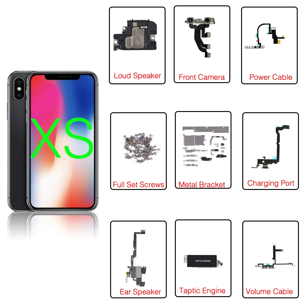 Передняя камера динамик порт зарядки гибкий кабель для iPhone XS винты громкий