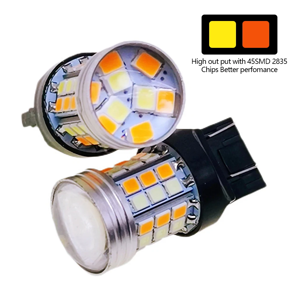 

2PCS Dual Color T20 LED 7443 W21/5W Bulb 1157 BAY15D P21/5W Led T25 3157 P27/7W Car DRL Turn Signal Lamp Auto Lights Bulb Switch