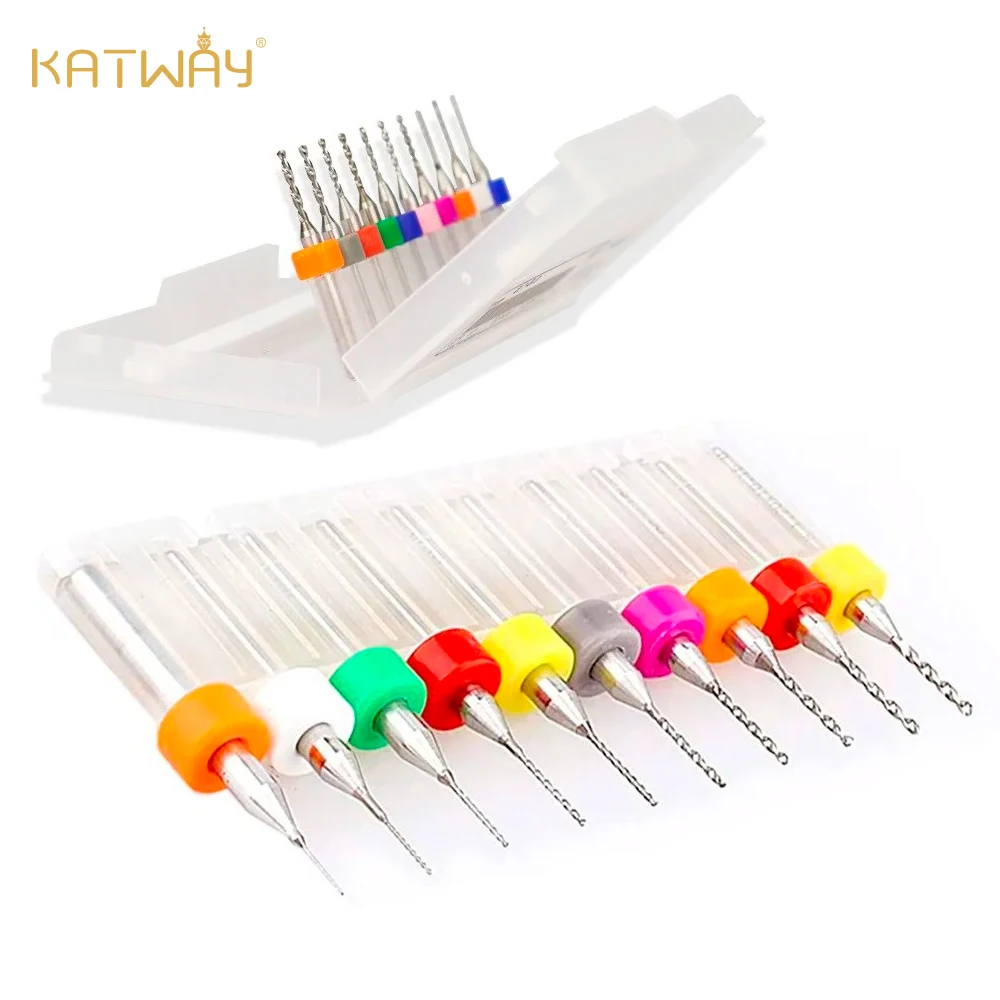 Набор мини-сверл KATWAY для печатной платы с ЧПУ 0 1-1 2 мм 10 шт.