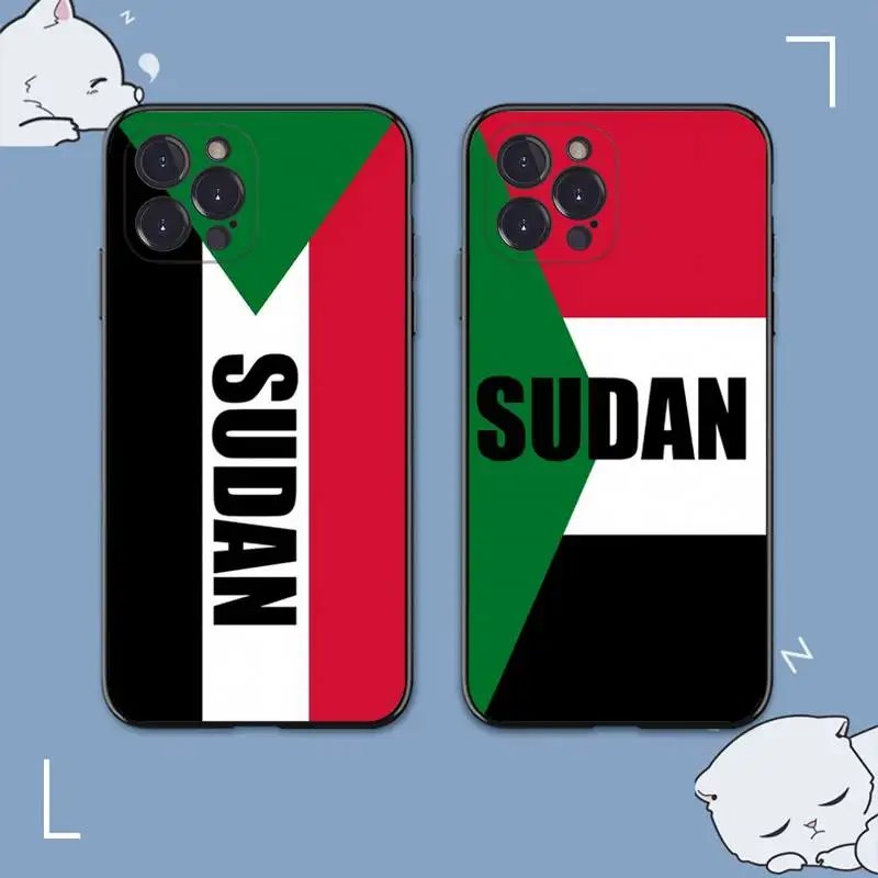

YNDFCNB Sudan Flag Coat of Arms Phone Case for iPhone 11 12 13 Mini Pro Max 8 7 6 6S Plus X 5 SE 2020 XR XS Funda Case