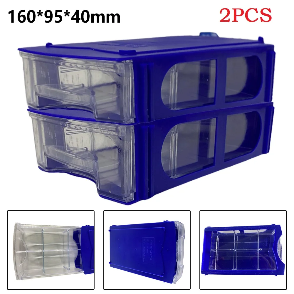 

2pcs Stackable Plastic Hardware Parts Storage Box PE 160*95*40mm For Storing Hardware Crafts Sewing Supplies Storage Boxes Bins