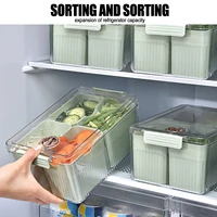 large capacity refrigerator storage box with 4 grids divider basket fruit vegetable storage box fridge kitchen storage organizer