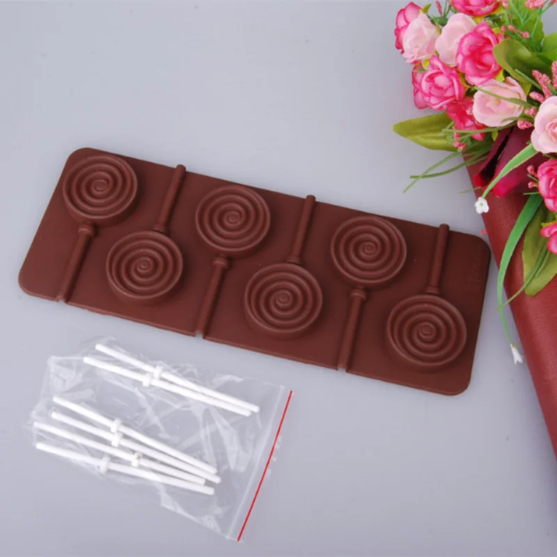 

Round Silicone Lollipop Mold Cute Flower Jelly Candy Chocolate Soap Bakeware Mould Reusable Variety Shapes Cake Decorating Tools