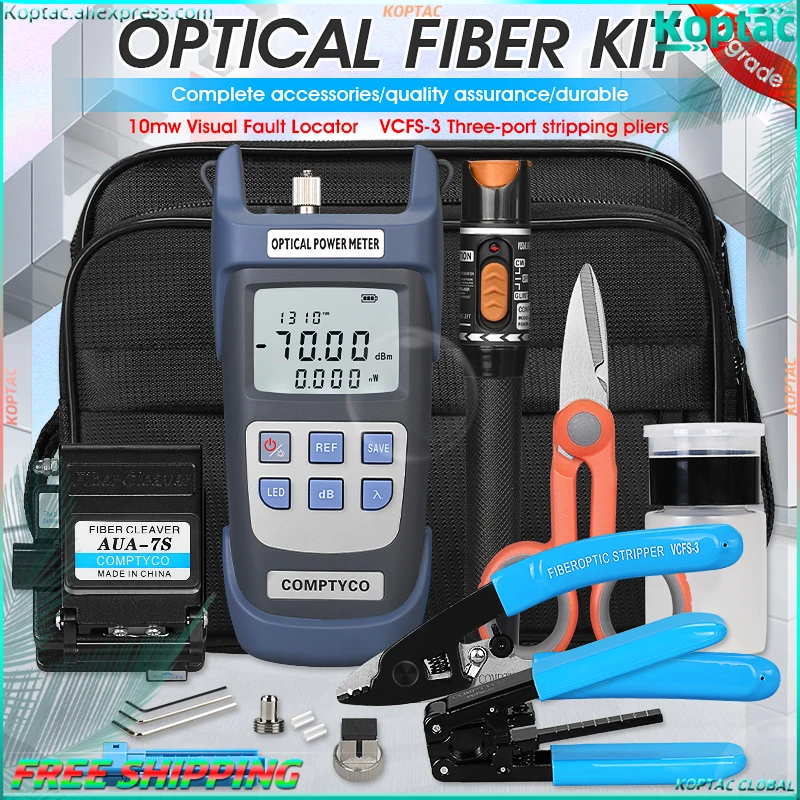 

COMPTYCO FTTH Fiber Optic Tool Kit With Fiber Fibra Optica Power Meter And 10mW Visual Fault Locator AUA-7S FTTH Tool