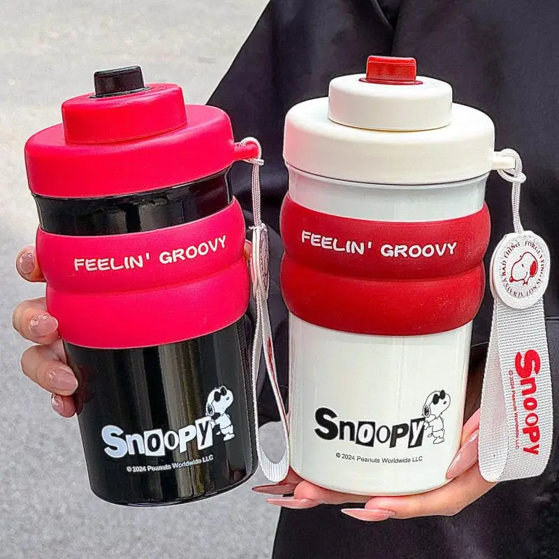 Новая милая изолированная чашка из нержавеющей стали с рисунком Снупи двойная