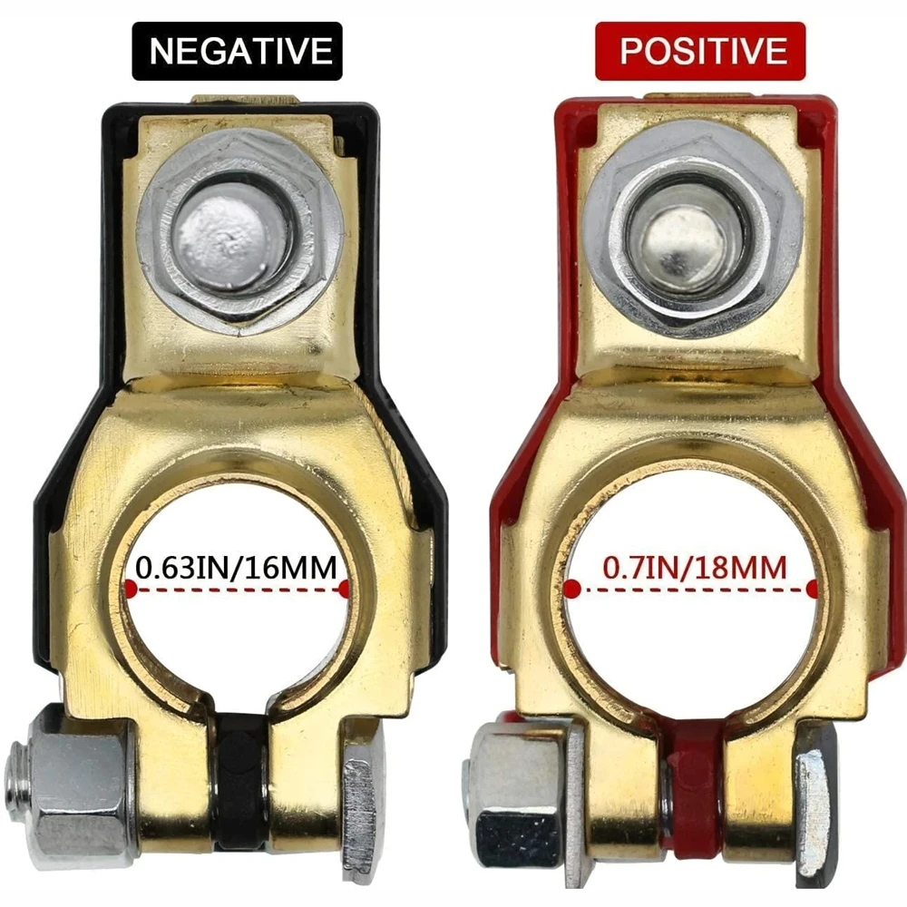 

2 Pcs Car Battery Terminal (Positive + Negative) For Power Connection, Steady Current, Protect The Storage Battery Fits 12V 24V