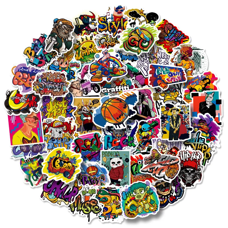 

50PCS Cool Graffiti Stickers New Hip-hop Psychedelic Stickers Notebook Phone Case Luggage Skateboard Decoration