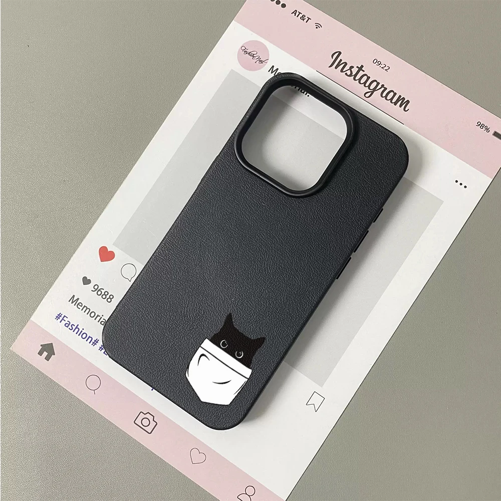 Фото Милый чехол для iPhone 11 12 13 14 15 16 17 Pro Max Plus Air с креативным дизайном в виде черной кошки, мягкий чехол-накладка из поликарбоната №4