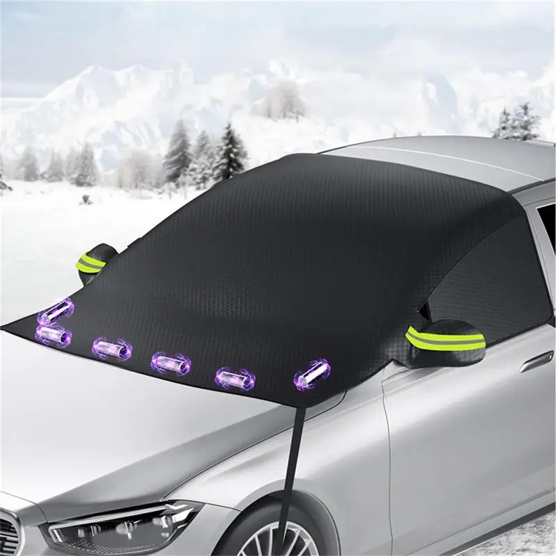 

Защитный чехол на лобовое стекло автомобиля, морозный экран на лобовое стекло с магнитными краями и защитной светоотражающей полосой, автомобильные чехлы против замерзания