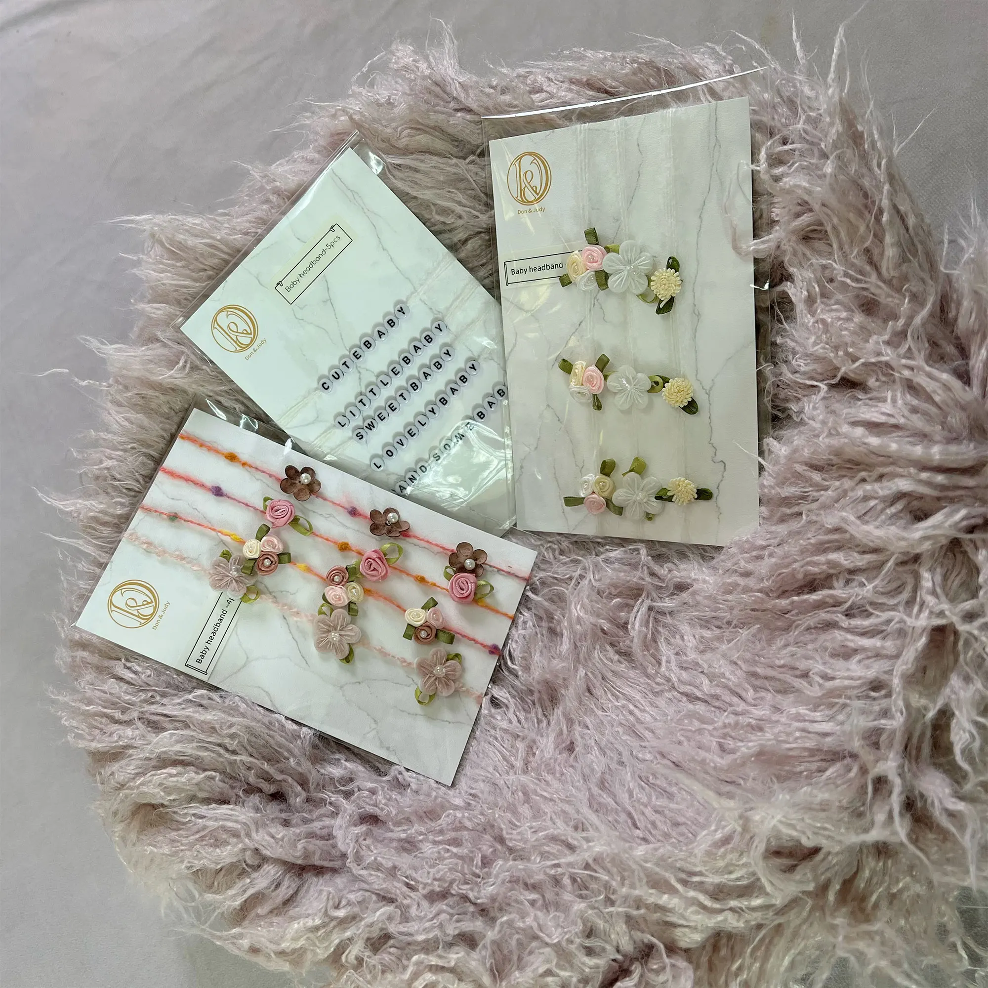 Мохеровая пряжа для новорожденных Don &amp Judy с застрягивающимся цветком головные