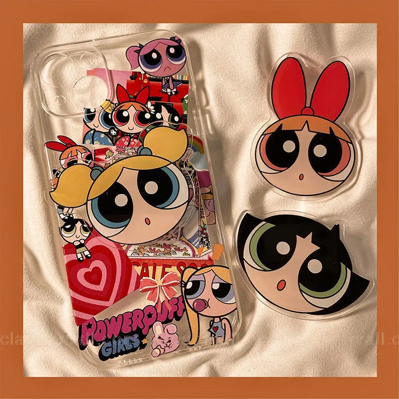 

Bandai The Powerpuff Girls Silicone Soft Cover for iPhone13 12 11 Pro Max Mini X XS MAX XR 3d Cartoon Phone Holder Phone Case