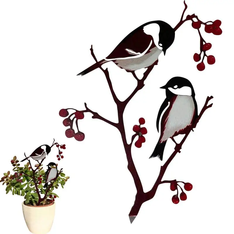 

Metal Bird On Branch Chickadees Birds Yard Decor Lawn Outdoor Decorations For Front Backyard Birthday Gift For Mom Women Friends