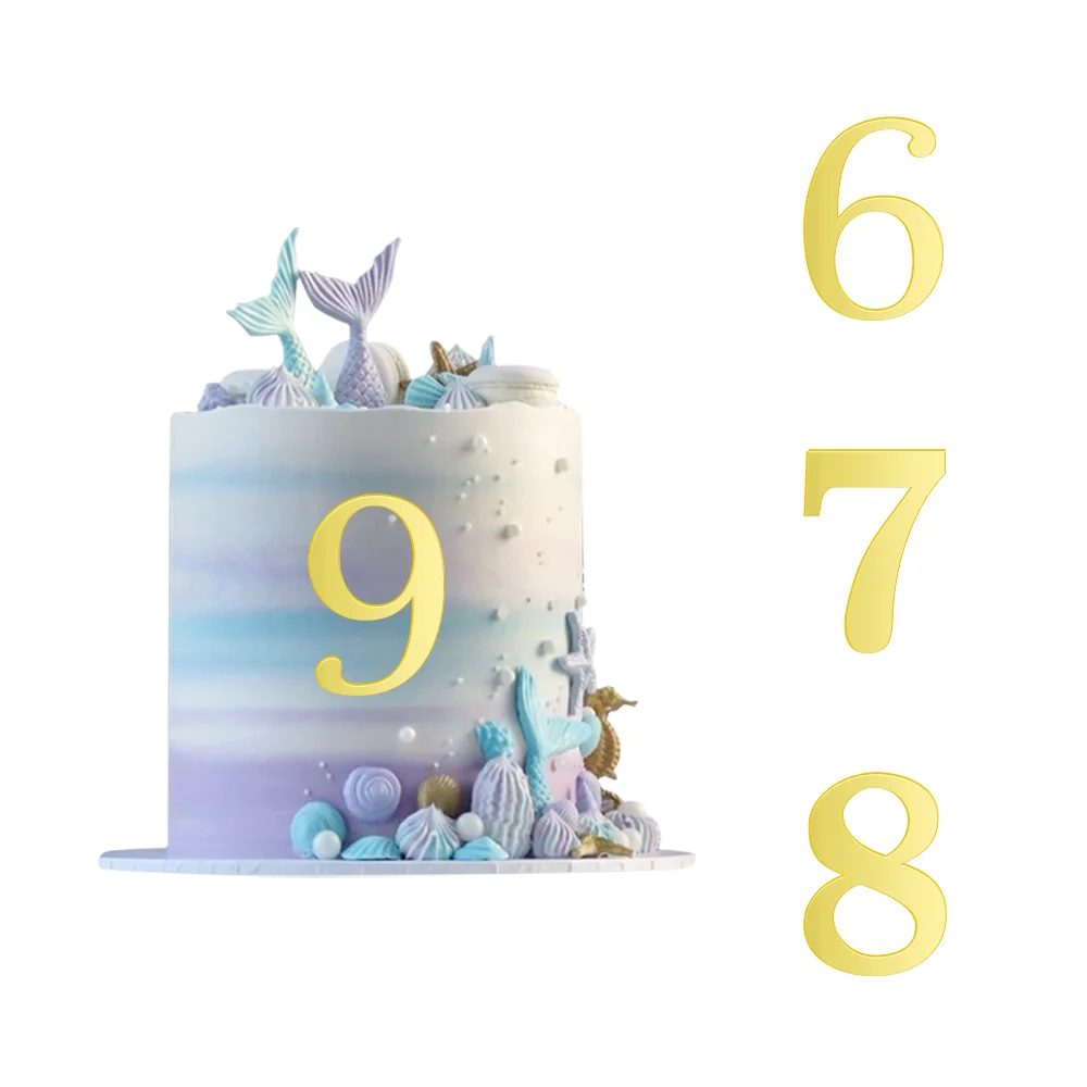 

Акриловый Топпер для торта с золотыми цифрами 0-9, украшение для торта на день рождения