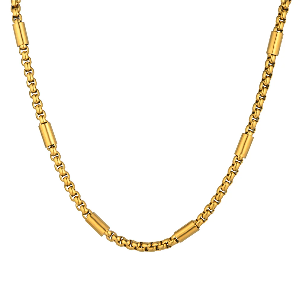 

2023 Punk Fashion Chain Necklaces Male Gold Color Stainless Steel Box Link Chain for Men Women Collar Jewelry Gift