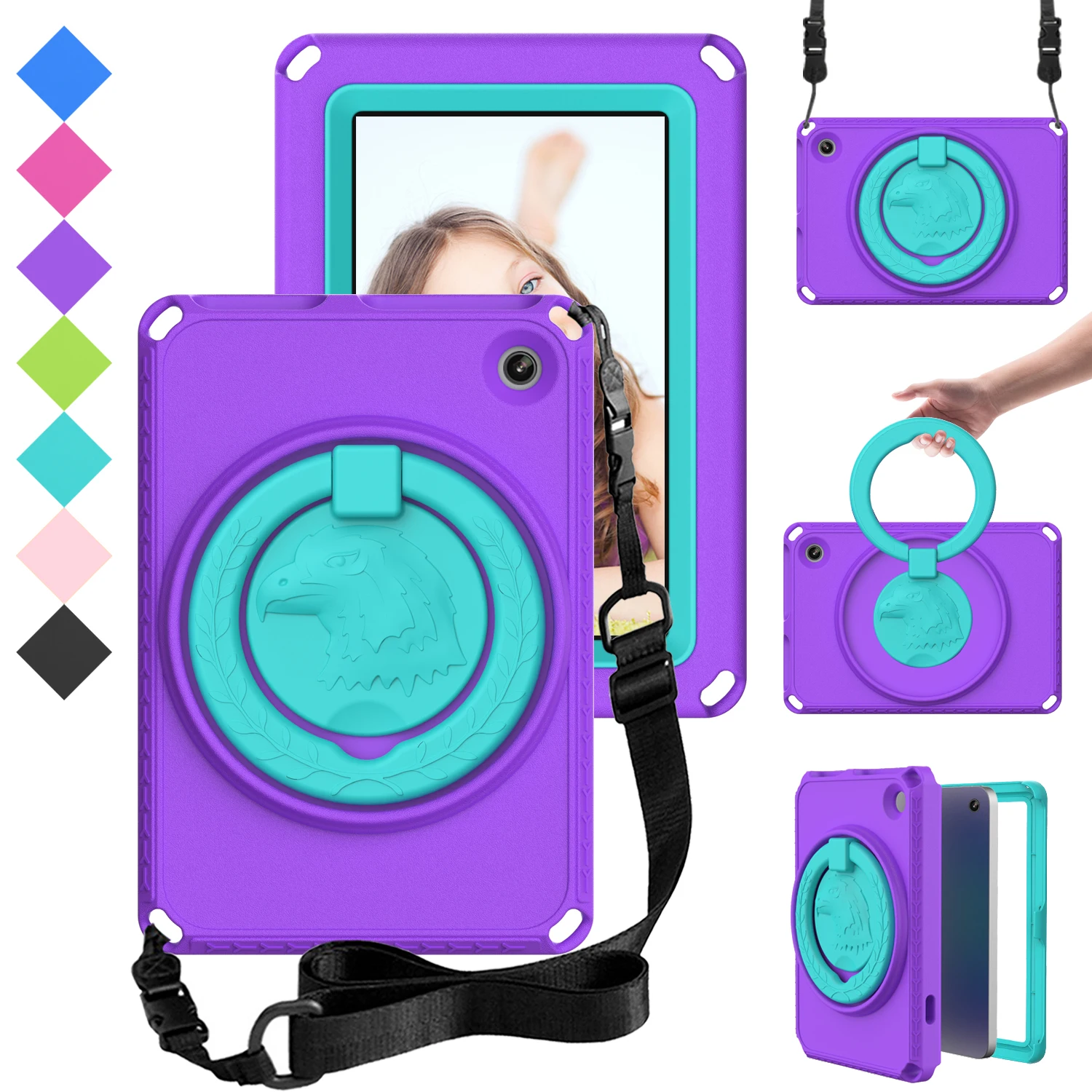 

For Amazon Kindle Fire 7 2022 HD 10 Plus 2021 HD8 Plus 2020 2022 Case With Strap Kids Safe EVA Shockproof Tablet Cover Hand Held