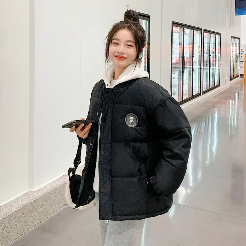 2022 Stand Collar Loose All-Match down Jacket Fashion Casual Parkas Coat Women's Short Baseball Uniform  Jacket