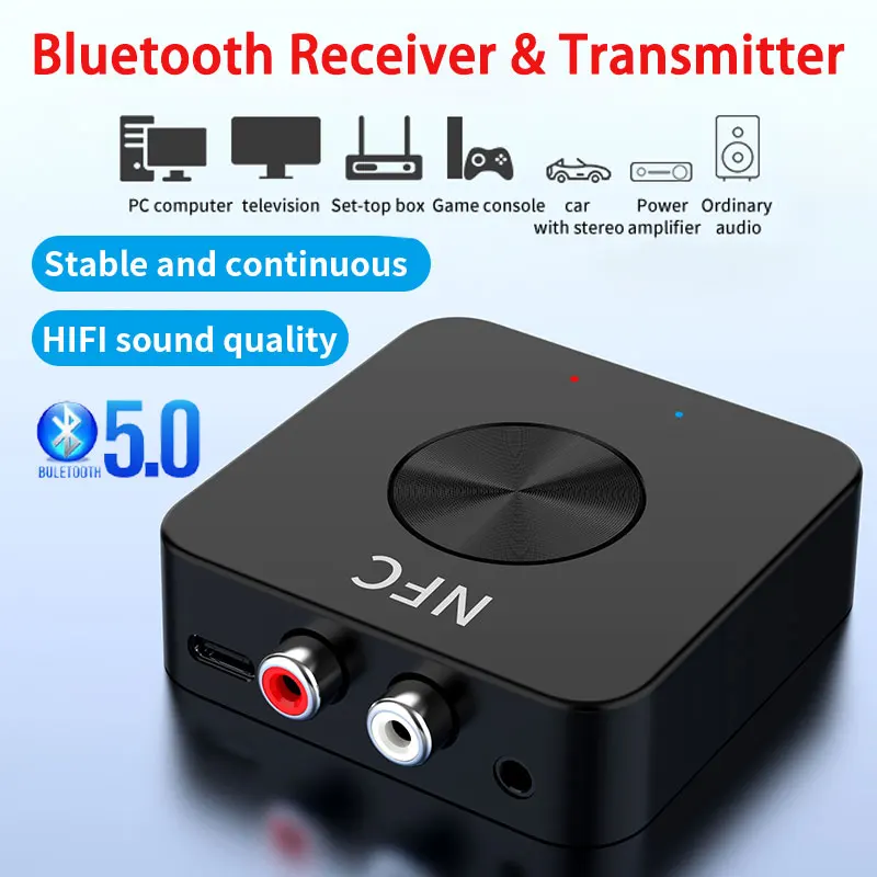 

Приемник-передатчик Bluetooth 5,0, стерео 3,5 мм, AUX-разъем, RCA, беспроводной аудиоадаптер, микрофон, автомобильный комплект для динамика, усилителя, телевизора
