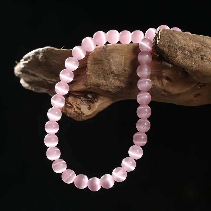 Natural Stone Colorful Moonstone Cat Eye Beads Jewelry Making Smooth Loose opal DIY Charm Bracelet Necklace Jewelry