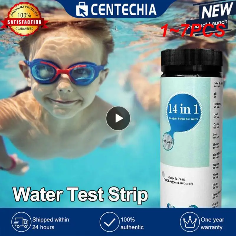 

Тест-полоски 14 в 1 для бассейнов, тест-полоски для реагентов для воды, pH, хлора, щелочности, бромина, 1 ~ 7 шт.