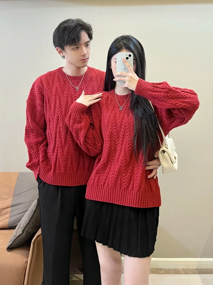 Пара образ Осенне-зимний новый дизайн Корейский свободный красный новогодний