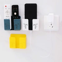 wall mounted organizer air conditioner tv remote control storage box mobile phone plug holder multifunction usb charging stand