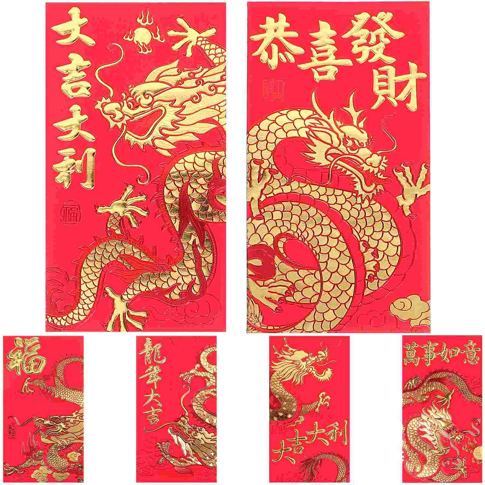 

6pcs 2024 Red Packets Chinese Style Red Envelopes New Year Money Pockets for Gifts