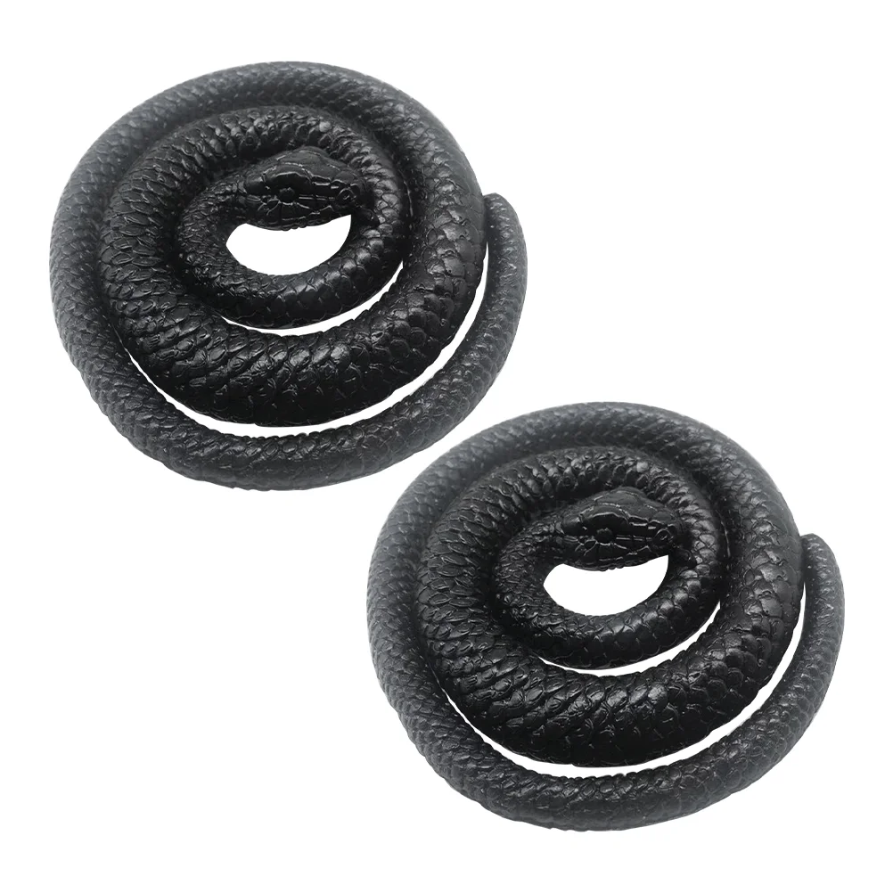 

2pcs Snakes Black Snakes Garden Snake to Scare Birds Party Lifelike Snail Trick 70cm