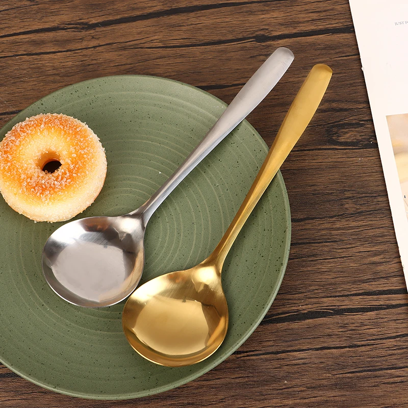 Корейская утолщенная ложка для супа из нержавеющей стали большая с длинной