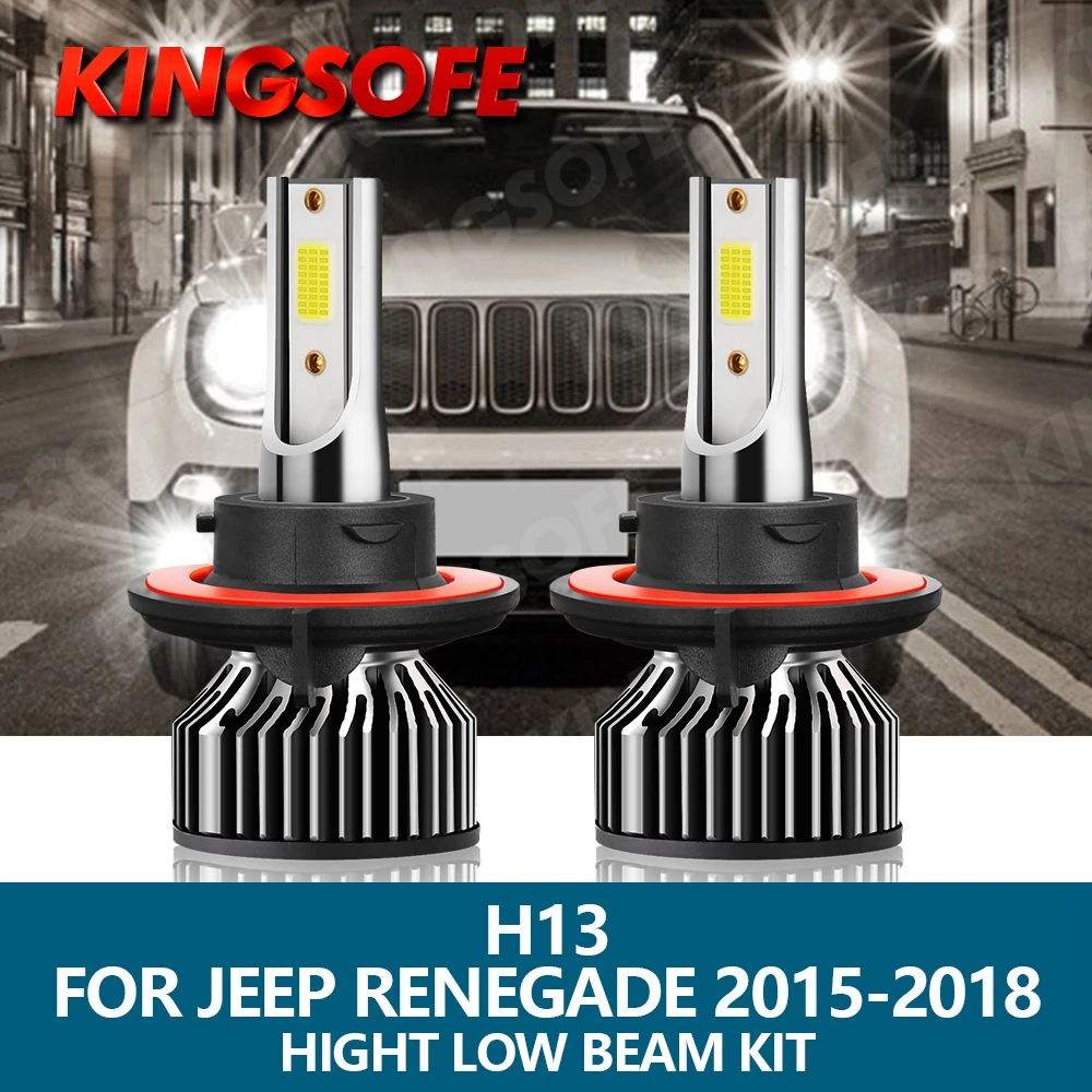 

2Pcs LED Headlight H13 9008 Car Light 12000LM 72W 6000K White COB Chips Hight Low Beam Bulbs Kit For Jeep Renegade 2015-2018