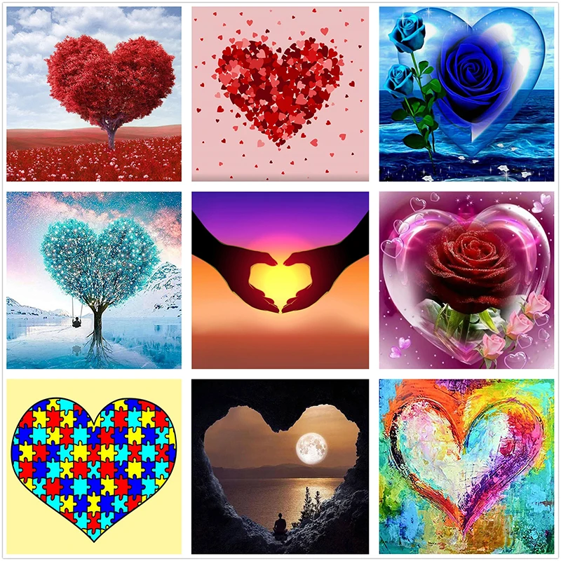 

5D Diamond Painting Love Heart Diamond Embroidery Diamond Mosaic Pattern Home Decoration Painting DIY Handmade Christmas Gift